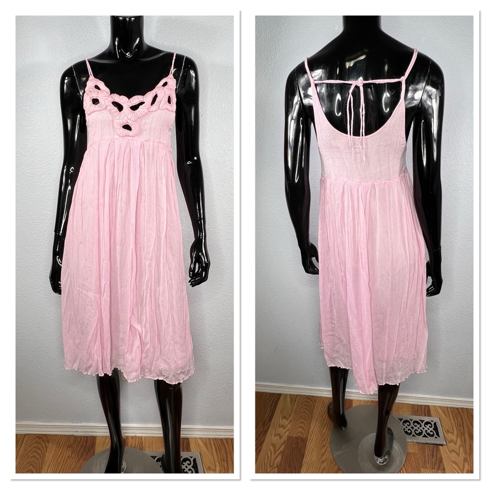 One Season Pink Cut Outs Sun Dress Sz S Viscose